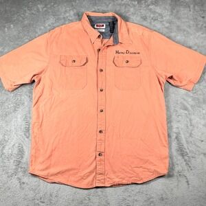 Wrangler Button Up Short Sleeve Men's L Shirt Harley Davidson Biker Pockets